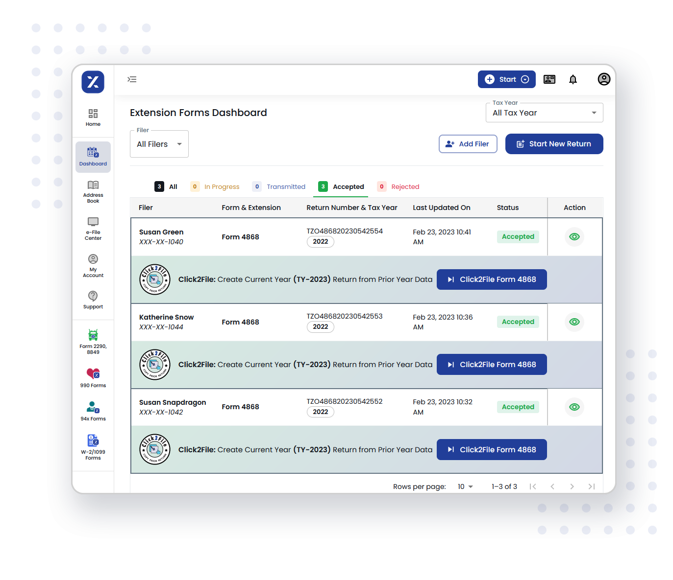 Click2File: Create Current Year Return from Prior Year Data