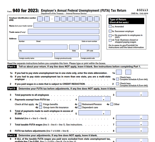940 - Employer's Annual Federal Unemployment ( FUTA ) Tax Return