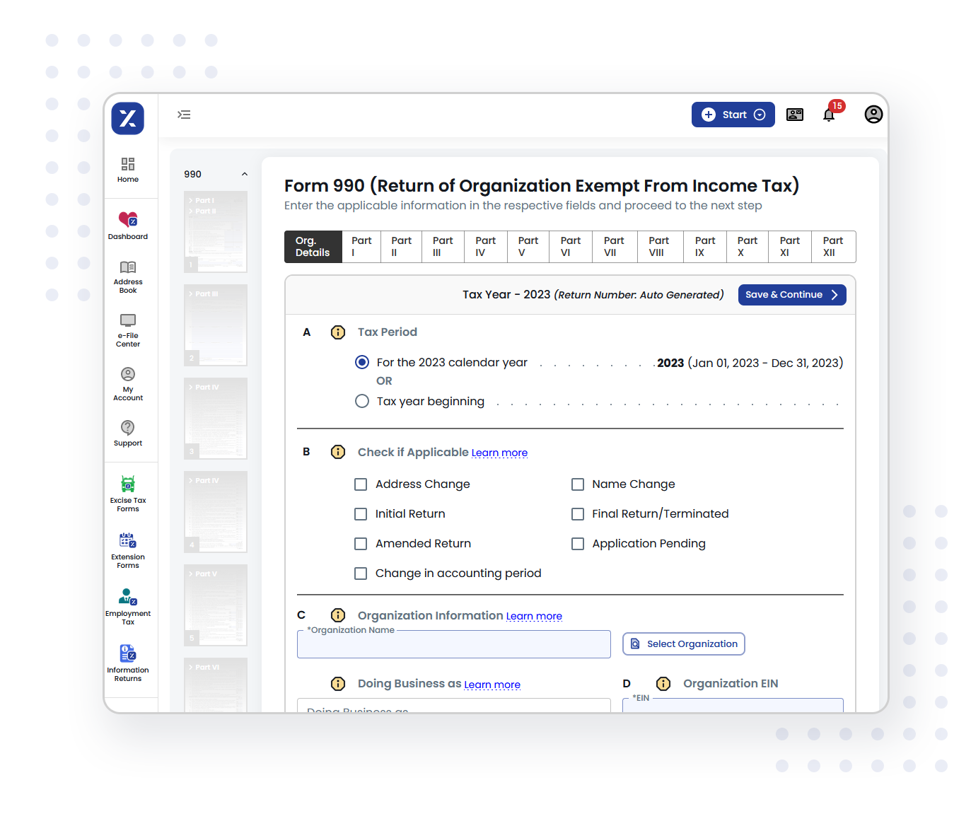 E-file Form 990 with TaxZerone in 3 simple steps!