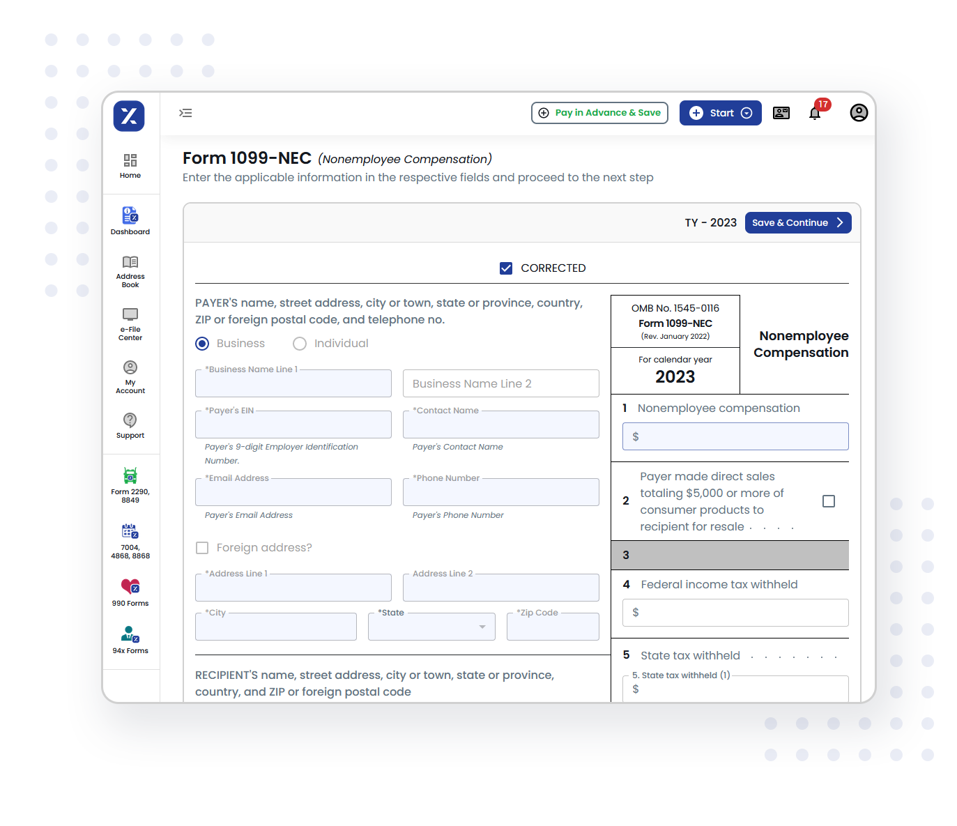 Make corrections to your Form 1099 in 3 simple steps