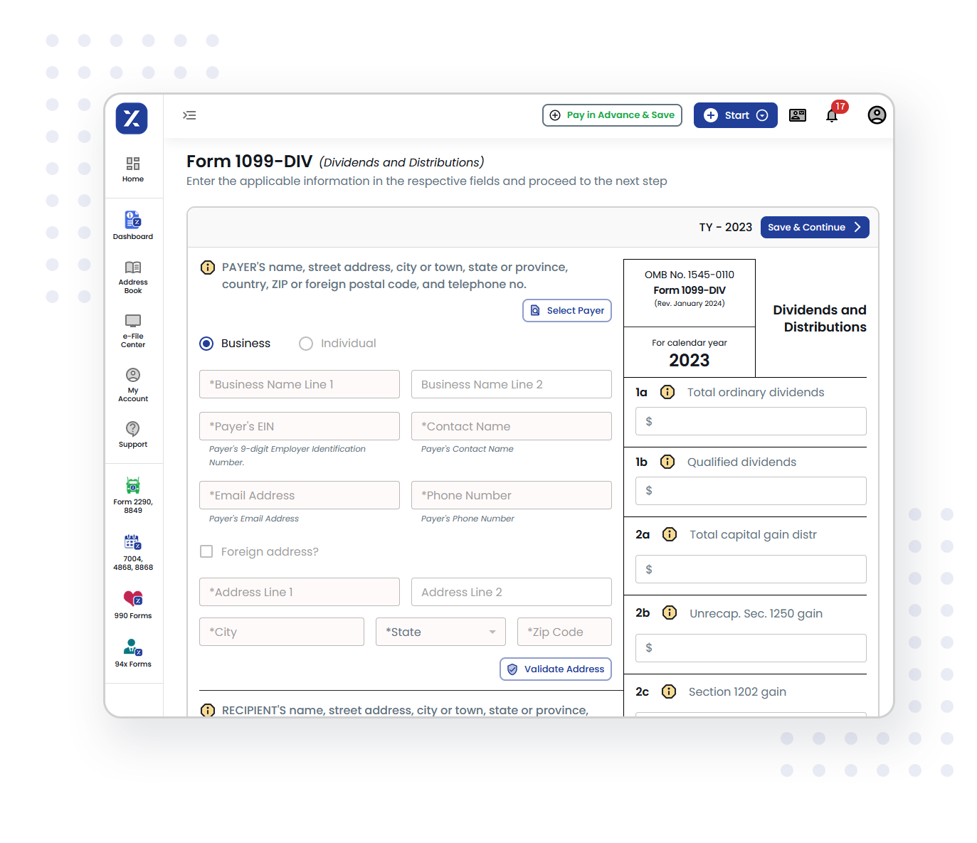 Complete your Form 1099-DIV e-filing in 3 simple steps