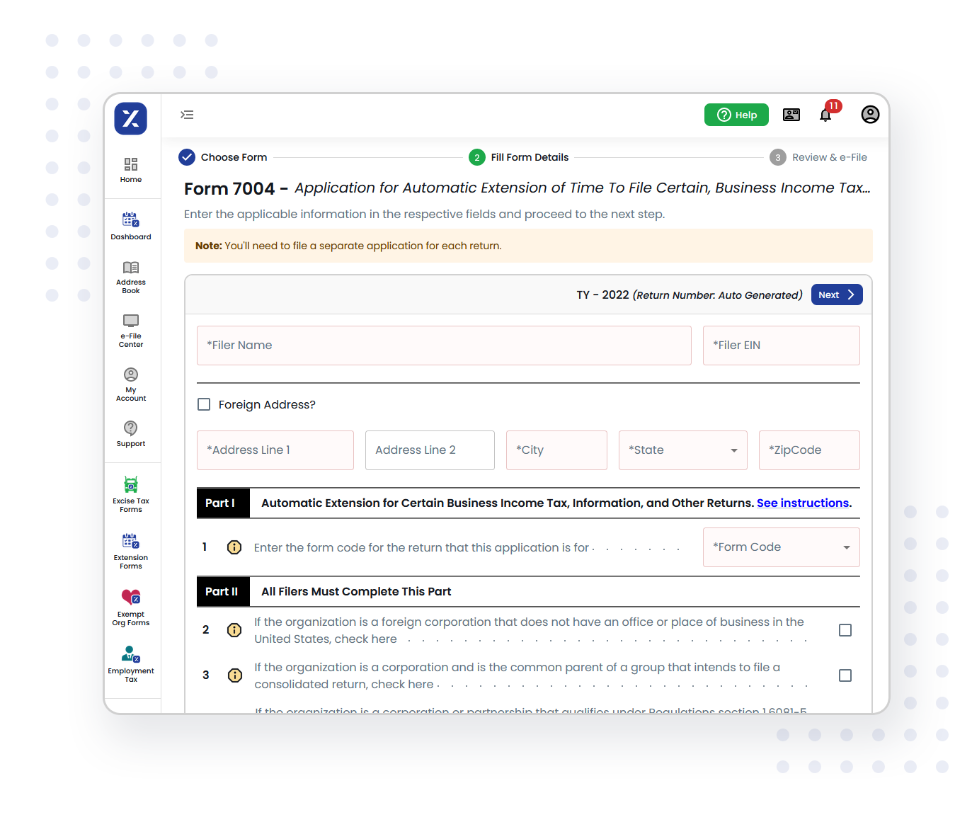 How to e-file IRS extension forms using TaxZerone?