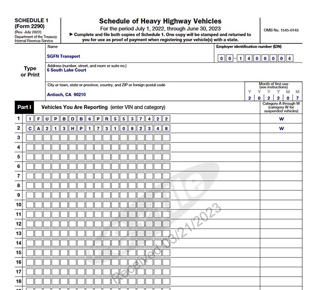 Form 2290 - Free Filing