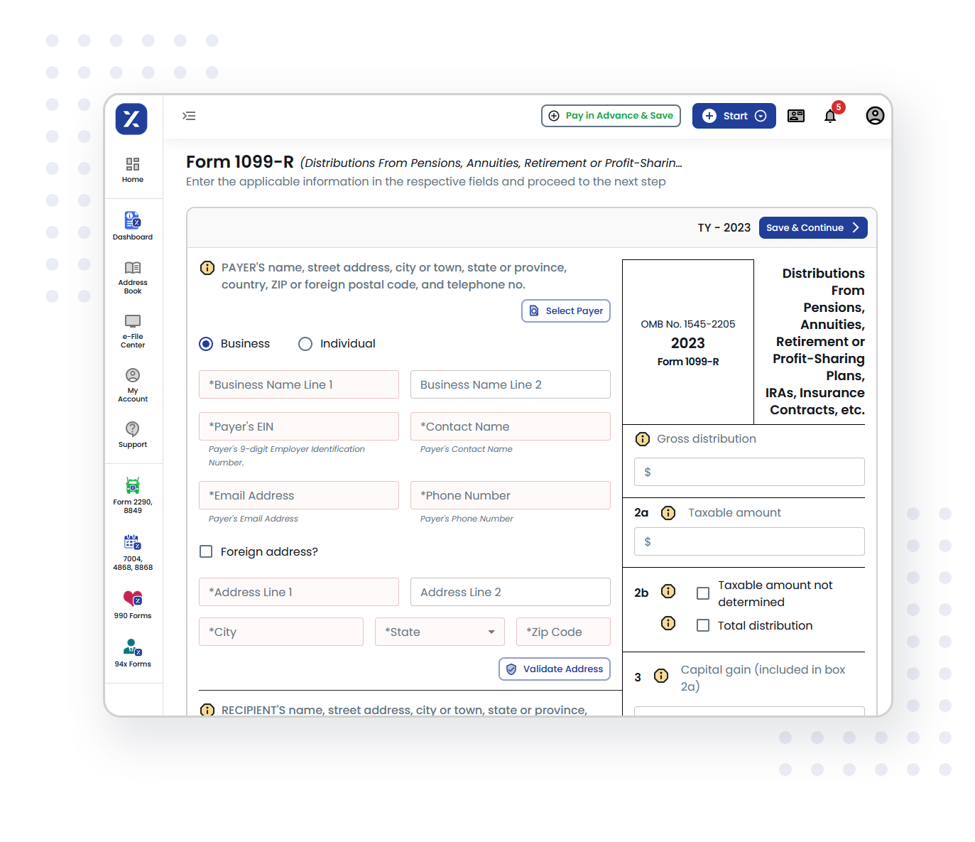 Complete your Form 1099-R e-filing in 3 simple steps